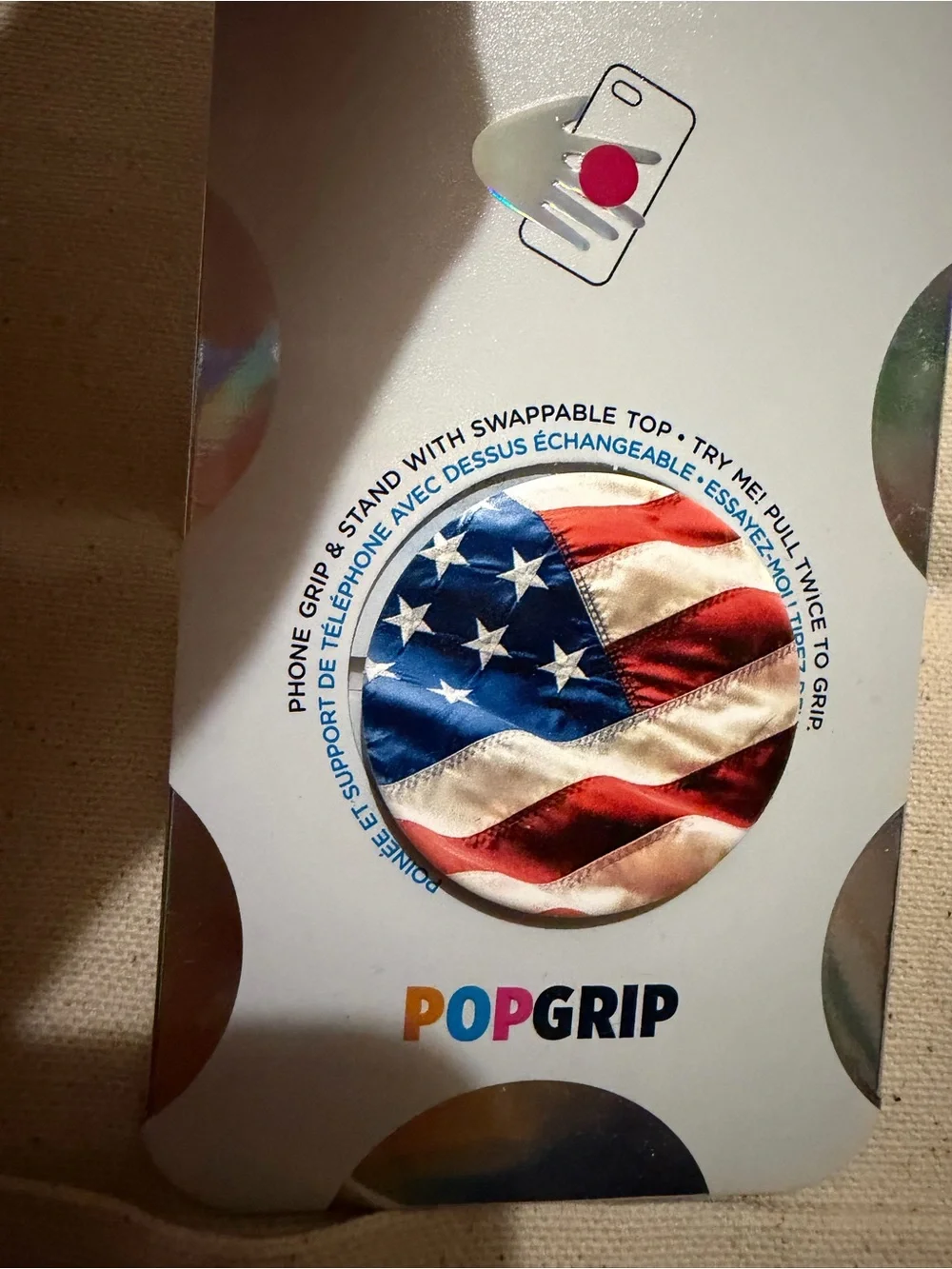 PopSocket PopGrip Phone Grip with American Flag Design (red, white, blue)